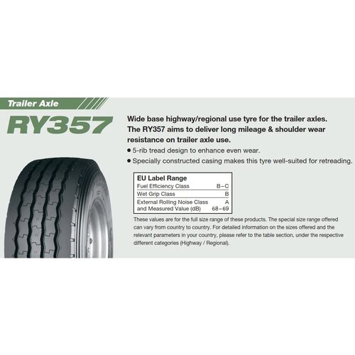 385/65 R22.5 YOKOHAMA RY357 164K  (C,A,68)
