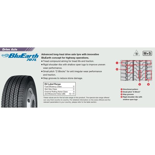 315/60 R22.5 YOKOHAMA 707L 152/148L  (C,C,73)